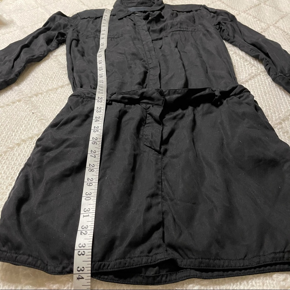 Etienne Marcel Shirt Dress Collared Button Sleeve Pockets Black Size Small - Picture 4 of 13